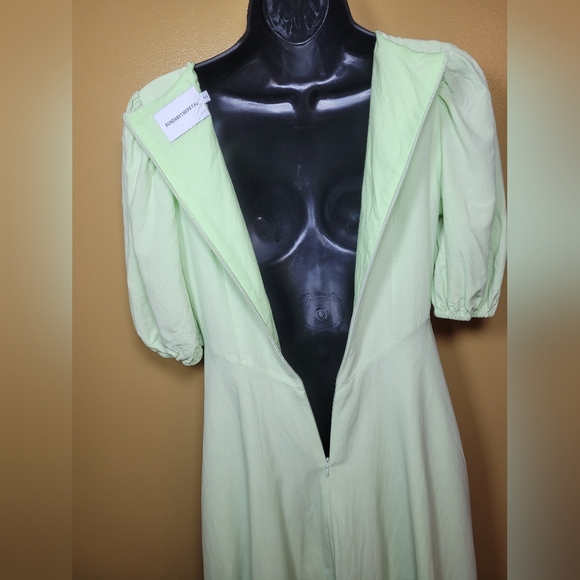 Rosesbythepetal 100% Linen Green Cottagecore Cottage Core Knee Length Dress sz S - Picture 9 of 11